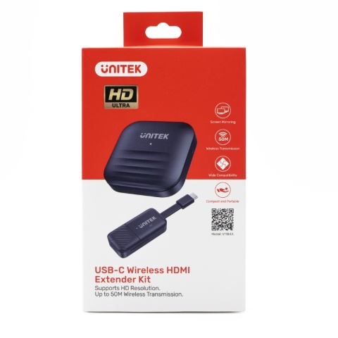 Nadajnik HDMI Unitek V1184A01 bezprzewodowy 50m USB C Full HD 60Hz czarny