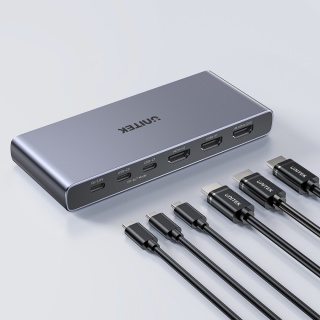 Przełącznik Switch KVM Unitek V1313AGY HDMI USB-C 4K 4 Wejścia 1 Wyjście
