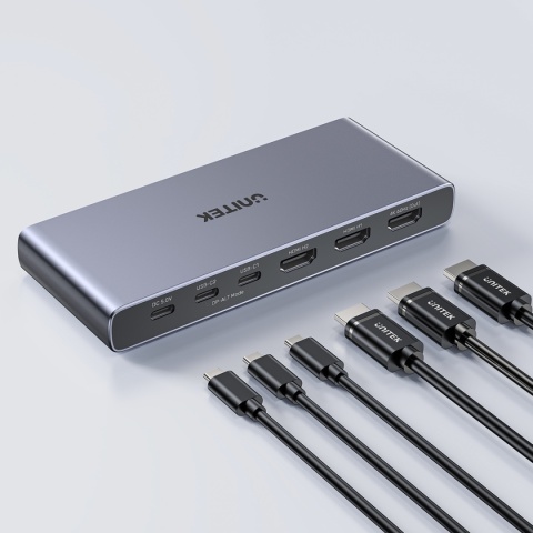 Przełącznik Switch KVM Unitek V1313AGY HDMI USB-C 4K 4 Wejścia 1 Wyjście
