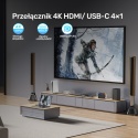 Przełącznik Switch KVM Unitek V1313AGY HDMI USB-C 4K 4 Wejścia 1 Wyjście