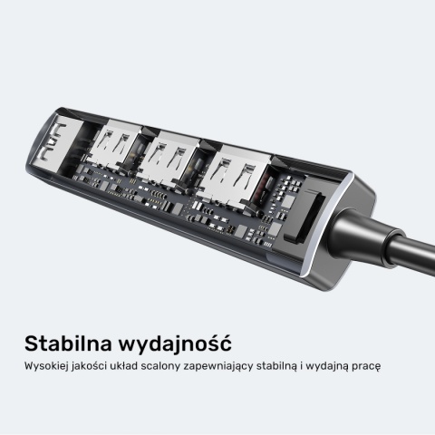 Unitek H1208C hub USB A 4 porty 5 Gbps 3x 480 Mbps aluminiowy kompaktowy