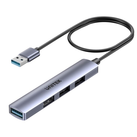 Unitek H1208C hub USB A 4 porty 5 Gbps 3x 480 Mbps aluminiowy kompaktowy