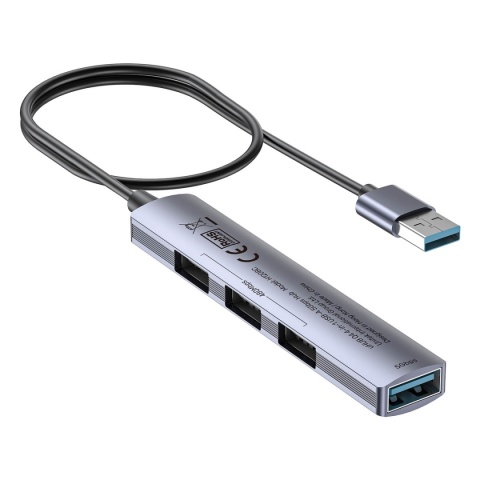 Unitek H1208C hub USB A 4 porty 5 Gbps 3x 480 Mbps aluminiowy kompaktowy