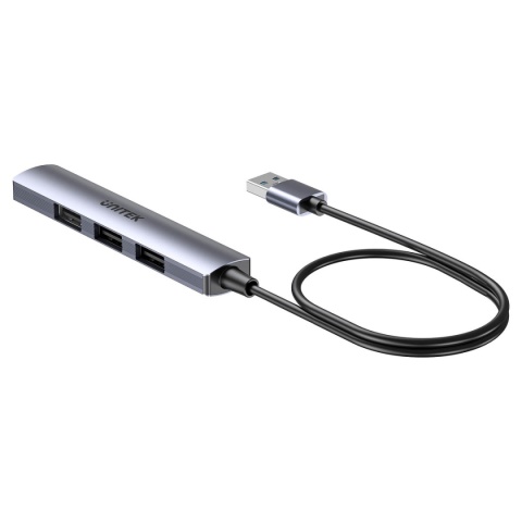 Unitek H1208C hub USB A 4 porty 5 Gbps 3x 480 Mbps aluminiowy kompaktowy