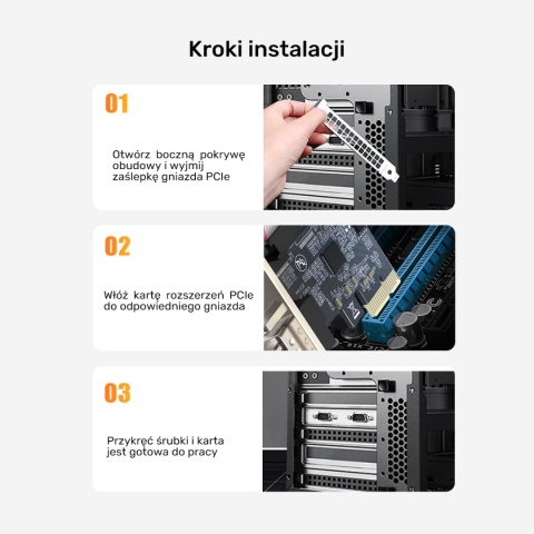 Unitek Y-7504B karta PCIe 2x RS-232 DB9 low profile profesjonalny kontroler