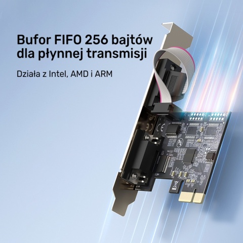 Unitek Y-7504B karta PCIe 2x RS-232 DB9 low profile profesjonalny kontroler