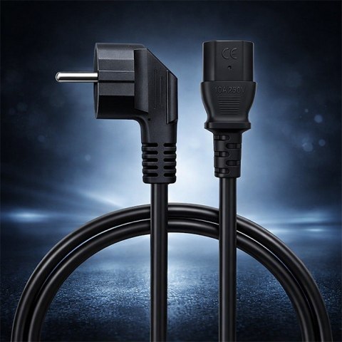 Qoltec Kabel zasilający | wtyczka kątowa SCHUKO CEE 7/7 (E/F) | IEC C13 | 3x0.75mm2 | czysta miedź Cu | 1.8m