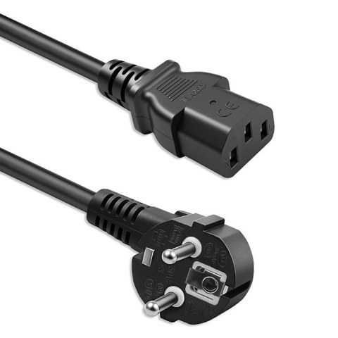 Qoltec Kabel zasilający | wtyczka kątowa SCHUKO CEE 7/7 (E/F) | IEC C133x0.5mm2 | czysta miedź Cu | 1.8m
