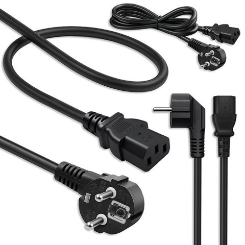 Qoltec Kabel zasilający | wtyczka kątowa SCHUKO CEE 7/7 (E/F) | IEC C133x0.5mm2 | czysta miedź Cu | 1.8m