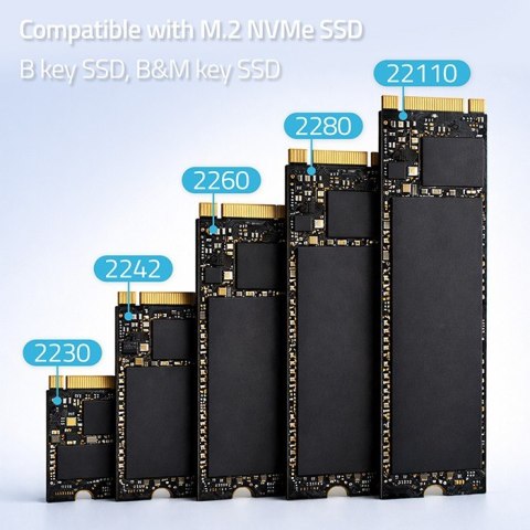 Qoltec Stacja dokujšca dysków SSD M.2 NVMe | PCIe | USB-C | 20Gb/s | DUAL 2x8TB | klonowanie offline