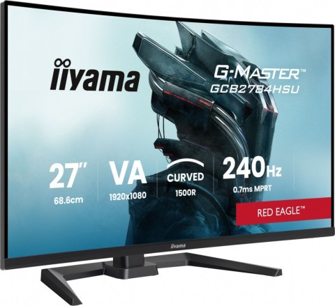 IIYAMA Monitor 27 cali GCB2784HSU-B1 FHD, 0.7ms, VA, 1500R, 240Hz, 2xHDMI, DP, 2xUSB, FreeSync Premium -1920x1080 (48-240Hz), HDR10, 2x