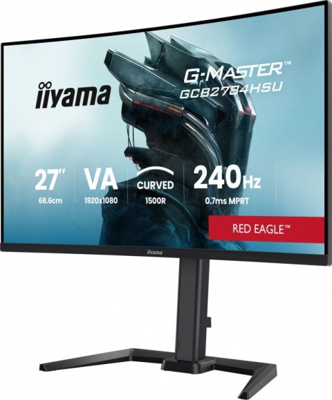 IIYAMA Monitor 27 cali GCB2784HSU-B1 FHD, 0.7ms, VA, 1500R, 240Hz, 2xHDMI, DP, 2xUSB, FreeSync Premium -1920x1080 (48-240Hz), HDR10, 2x