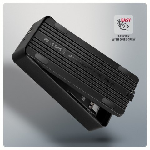 AXAGON EEM2-40G Obudowa zewnętrzna aluminiowa USB4 Gen 3x2 M.2 SSD NVMe 40Gbps passive, USB-C cable, silicon sleeve