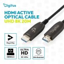 Digitus Kabel połączeniowy hybrydowy HDMI AOC | HDMI-A męski-męski | HDMI 2.1 | UHD-2 8K@60Hz | 48Gbps |HDR, eARC, HDCP 2.2, CEC | 20m