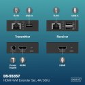 Digitus Przedłużacz (extender) po skrętce kat.6 HDMI 4K/30Hz z KVM USB 1.1 do 40m/70m, max. 253 odbiorniki, sterowanie IR - zestaw (odbi