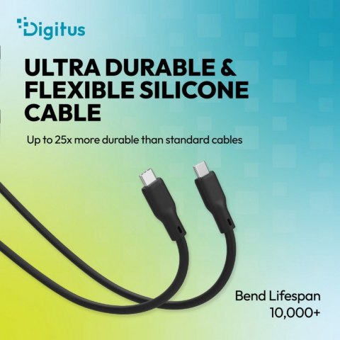 Digitus Kabel połączeniowy silikonowy USB-C-USB-C | USB 4 ver.2.0 80Gbps | 8K@60Hz | PD 3.1 240W| 1,0m | czarny