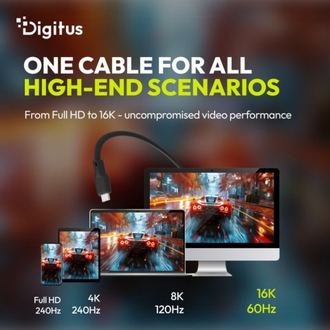 Digitus Kabel połączeniowy silikonowy USB-C-USB-C | USB 4 ver.2.0 80Gbps | 8K@60Hz | PD 3.1 240W| 1,0m | czarny