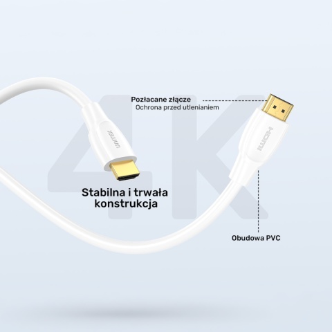 Kabel Przewód Unitek HDMI 2.1 8K HDR 0,3 m Do Transmisji Audio Video Biały