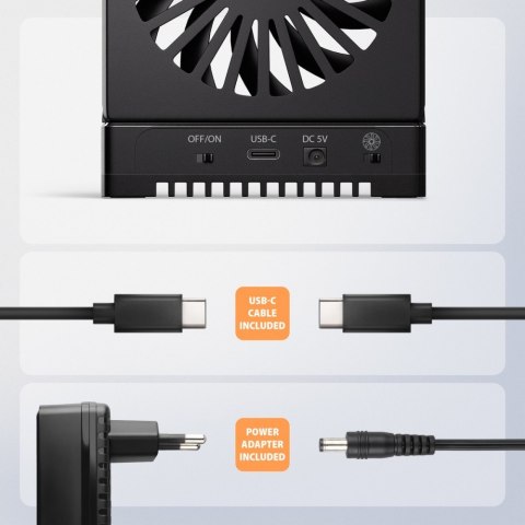 AXAGON ADSA-M2C22 Stacja dokująca USB4 dla 2x M.2 NVMe SSD z funkcją klonowania dysków bez komputera, z wentylatorem chłodzącym