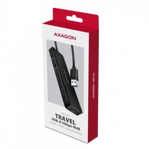AXAGON HUB 4-portowy 5gbps 2x USB-A 2x USB-C, USB-C power in 19 cm kabel HUE-C2A