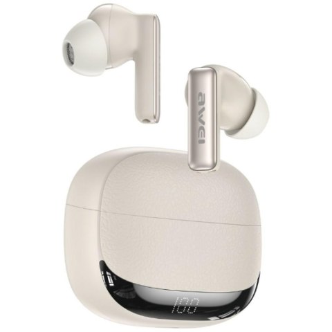 AWEI Słuchawki TA19 ANC TWS Bluetooth 6.0 beżowe