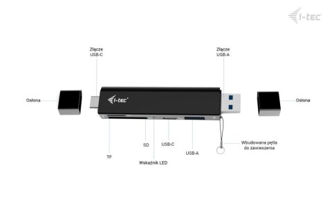 I-tec Czytnik kart USB-C/USB-A Dongle SD TF 2xUSB