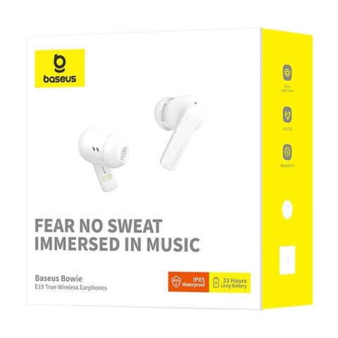 Baseus Słuchawki douszne Bluetooth 5.3 BOWIE E19 białe