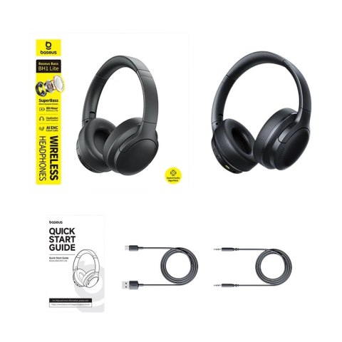Baseus Słuchawki nauszne bluetooth 6.0 BASS BH1 LITE czarne