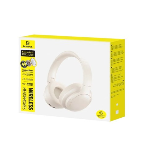 Baseus Słuchawki nauszne bluetooth 6.0 BASS LITE beżowe