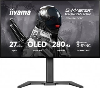IIYAMA Monitor 27 cali GOB2701QSC-B1 OLED,280Hz,65W,2xHDMI,DP 1500 cd/m? (Szczytowa, HDR), 2560 x 1440, 1500000:1, 0.03m