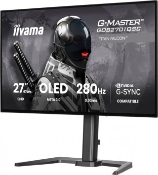 IIYAMA Monitor 27 cali GOB2701QSC-B1 OLED,280Hz,65W,2xHDMI,DP 1500 cd/m? (Szczytowa, HDR), 2560 x 1440, 1500000:1, 0.03m
