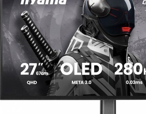IIYAMA Monitor 27 cali GOB2701QSC-B1 OLED,280Hz,65W,2xHDMI,DP 1500 cd/m? (Szczytowa, HDR), 2560 x 1440, 1500000:1, 0.03m