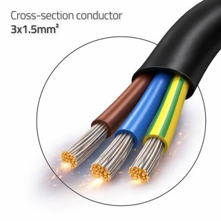 Qoltec Kabel zasilający SCHUKO CEE 7/7 (E/F) | miedź Cu | odizolowany lutowany | 3x1.5mm2 | 1.8m