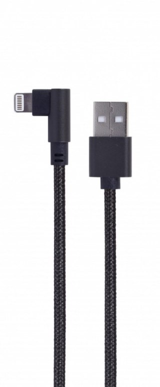 Gembird Kabel USB - do 8 pin kątowy w oplocie tekstylnym, 0.2m, czarny