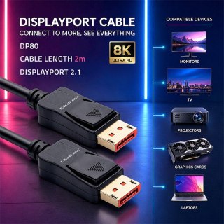 Qoltec Kabel DisplayPort M/M v2.1 | 54G | 2m