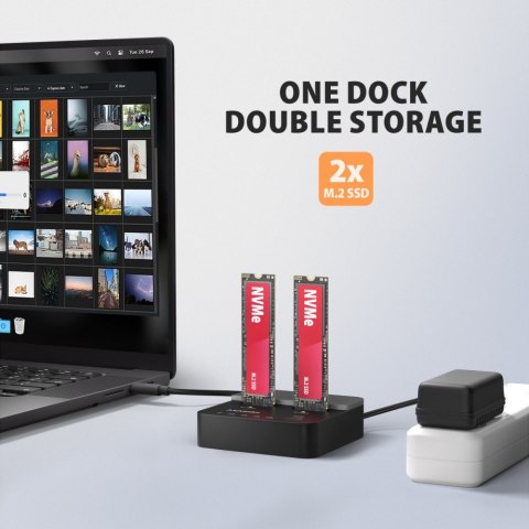AXAGON ADSA-M2C22L Stacja dokująca USB-C 3.2 Gen2x2 - 2 x NVMe M.2 20Gbps