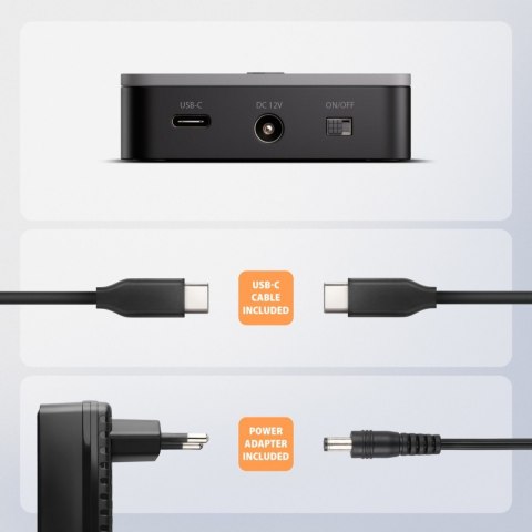 AXAGON ADSA-M2C22L Stacja dokująca USB-C 3.2 Gen2x2 - 2 x NVMe M.2 20Gbps