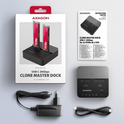 AXAGON ADSA-M2C22L Stacja dokująca USB-C 3.2 Gen2x2 - 2 x NVMe M.2 20Gbps