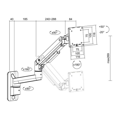 LogiLink Uchwyt do monitora 17-49 cali, aluminiowy, max 20kg