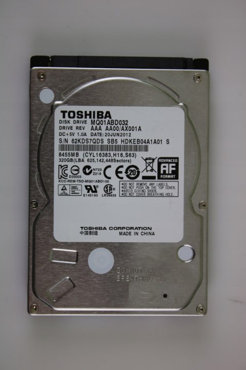 DYSK TWARDY TOSHIBA 320GB HDD 2,5" 5400 SATA